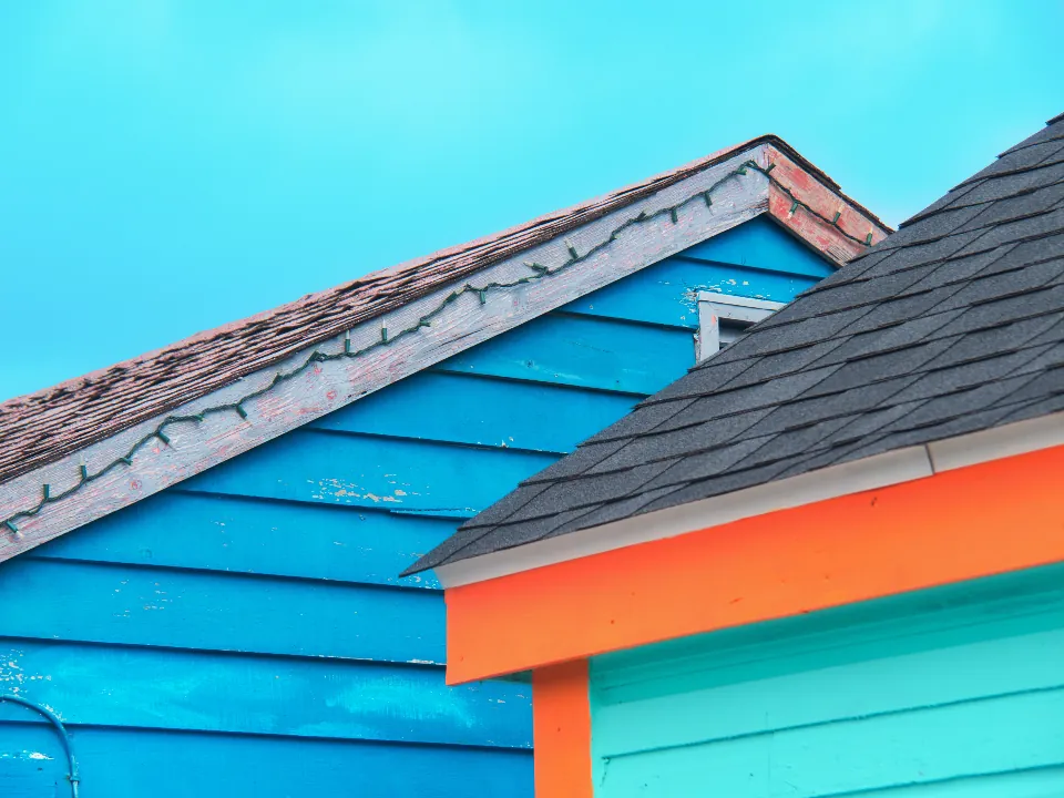 Asphalt shingle roof on a house with a gable